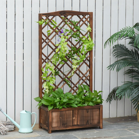 Rootz Planter - Tuinbak - Verhoogd - Klimrek - Vurenhout - Bruin - 60 x 30 x 122,5 cm