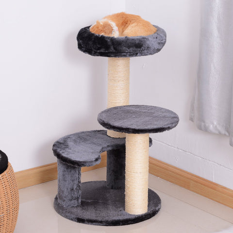 Rootz Scratching Post - Cat Bed - Play Tree - Climbing Tree - Plush - Grey