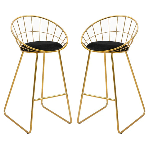 Rootz Bar Stool - Kitchen Stool With Backrest - Plastic Pins For Kitchen - Dining - Gold/Black - 52.5 x 47 x 97 cm