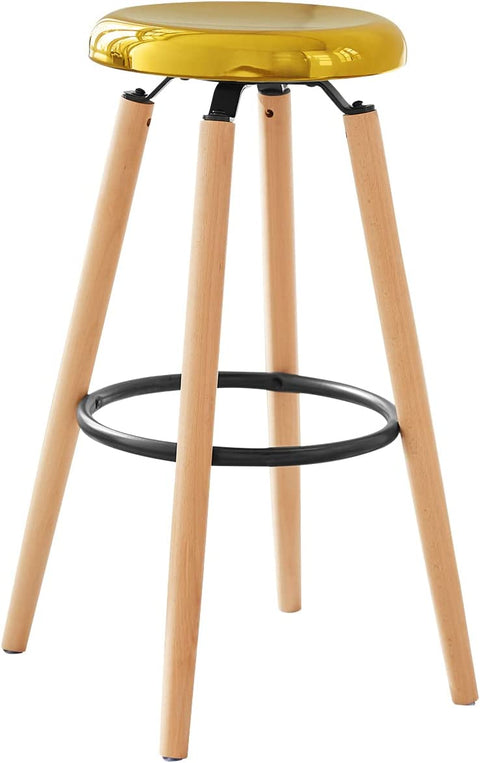 Rootz Kitchen Barstool Bar Stool with Metal Seat & Beech Wood Legs