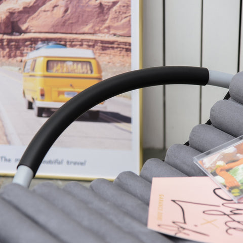 Rootz Gartenstuhl – Liege – Metall – Silberweiß/Schwarz/Dunkelgrau – 145 x 74 x 86 cm