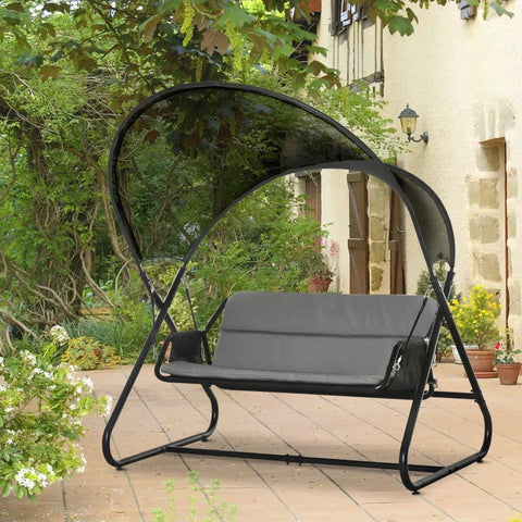 Rootz Gartenschaukel – 2-Sitzer-Schaukelstuhl – Sonnenliege – 2-Personen-Schaukel – Outdoor-Schaukelbank – mit Sitzkissen – Schwarz – 166 x 140 x 187 cm
