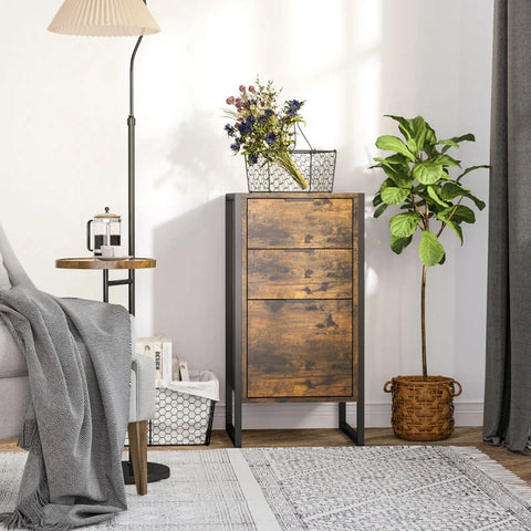 Rootz Chest Of Drawers - 3 Drawers - Industrial Style - Drawer Cabinet - Side Cabinet - Office Cabinet - Metal - Brown - 39 x 40 x 76.5 cm