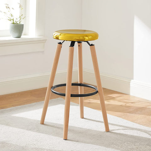 Rootz Kitchen Barstool Bar Stool with Metal Seat & Beech Wood Legs