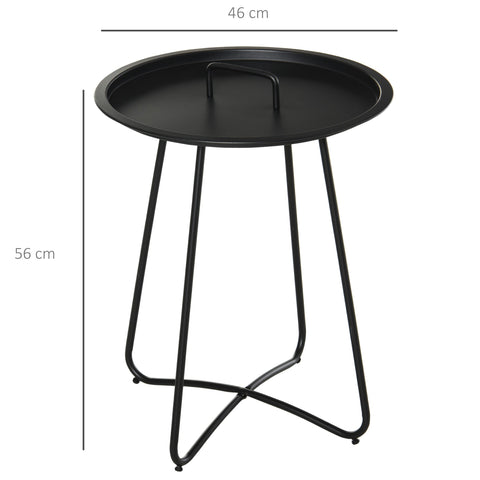 Rootz Side Table - Garden Coffee Table - With Handle - Metal - Black - 46 x 56 cm