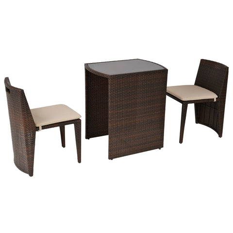 Rootz Garden set - PE/Rattan/Polyester - 3-part Garden seating group - Chic - Brown - 66.5 x 51 x 72.5 cm