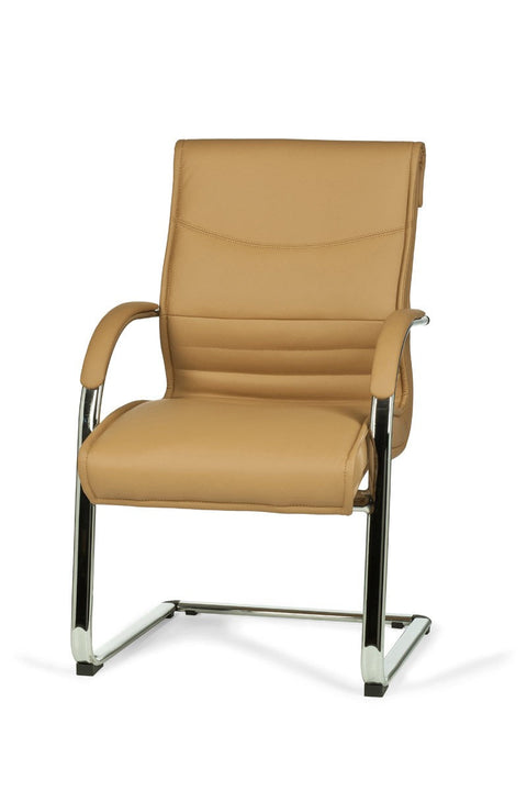 Rootz Visitor Chair - Caramel Leather Cantilever - Design Rocking Chair with Armrests - Ergonomic Meeting Chair with Anti-Tip Protection - Fixed Conference Chair