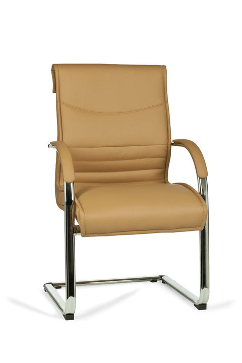 Rootz Visitor Chair - Caramel Leather Cantilever - Design Rocking Chair with Armrests - Ergonomic Meeting Chair with Anti-Tip Protection - Fixed Conference Chair