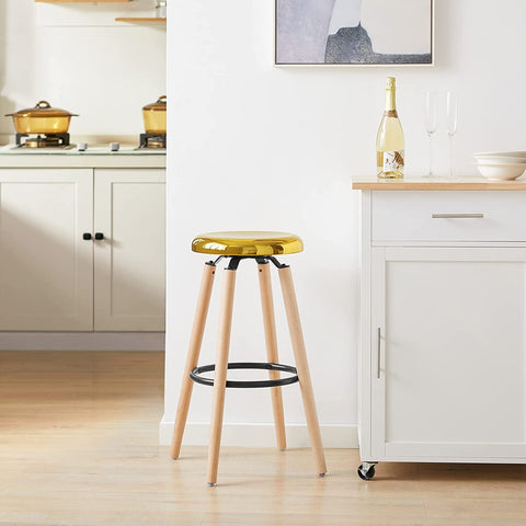 Rootz Kitchen Barstool Bar Stool with Metal Seat & Beech Wood Legs