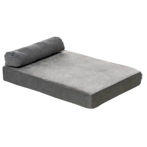 Rootz Pet Bed - Hondenmatras - Hondenmat - Hoes Afneembaar Wasbaar - Linnen Polyester - Fluweel Polyester - PP Katoen - Grijs - 75 x 55 x 20 cm