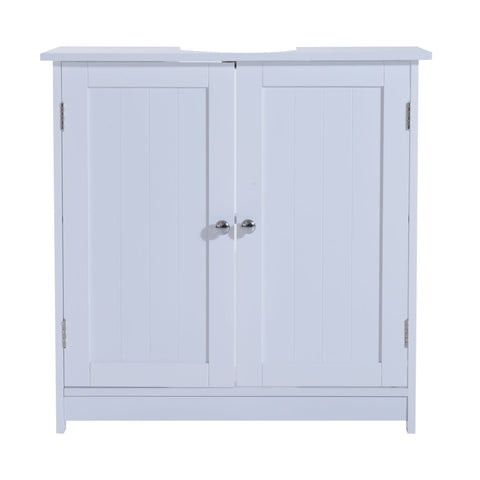 Rootz Washbasin Base Cabinet - Bathroom Cabinet - 2 Doors - Washbasin Cabinet - L60 x D30 x H60 cm - Height Adjustable Shelf - Siphon Cutout - White - MDF