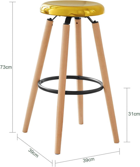 Rootz Kitchen Barstool Bar Stool with Metal Seat & Beech Wood Legs