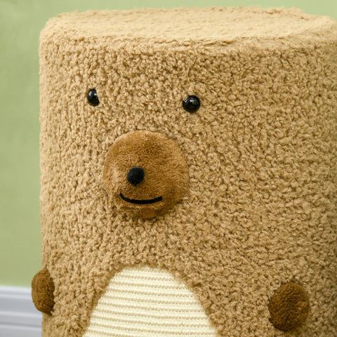 Rootz Bear Design Scratching Barrel - Cat Tower - 2 Cat Caves - 1 Scratching Surface - Chipboard - White + Brown - 35L x 35W x 66H cm