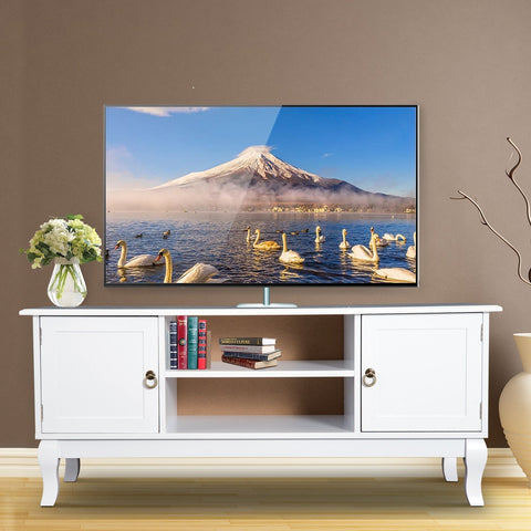 Rootz TV Furniture - TV Lowboard - TV Cabinet - Sideboard - Storage compartments - Cable management - Water-repellent - MDF - White