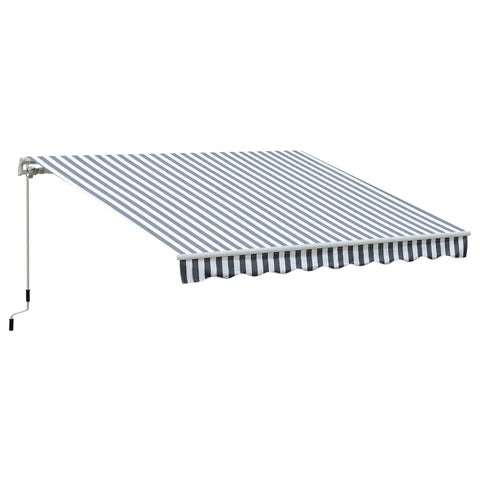 Rootz Awning - Articulated Arm Awning - Sun Protection - Hand Crank - Balcony - Aluminum - Grey/White - 2.95 x 2.45 m