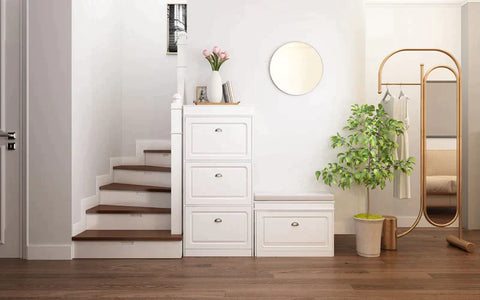 Rootz Flurschuh – Bankschuh – Regalschuh – Schrank mit Klappe – Schublade und Sitzkissen, 75 x 24 x 51 cm