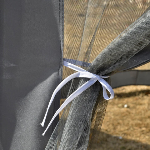 Rootz Pavilion - Garden Pavilion with Mosquito Net - Party Tent - Garden Tent - Marquee Tent - Hexagonal - Polyester - Metal - Gray - 197x250x250cm