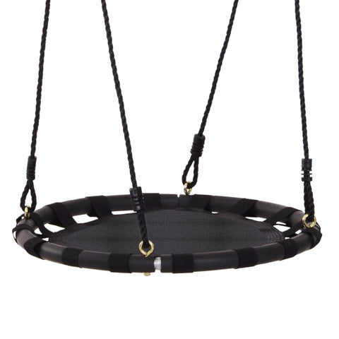 Rootz Nest Swing - Tree Swing - Children's Swing - Garden Swing - Baby Round Swing - Loadable Up To 100 Kg - Metal - Mesh Black - Ø60 cm