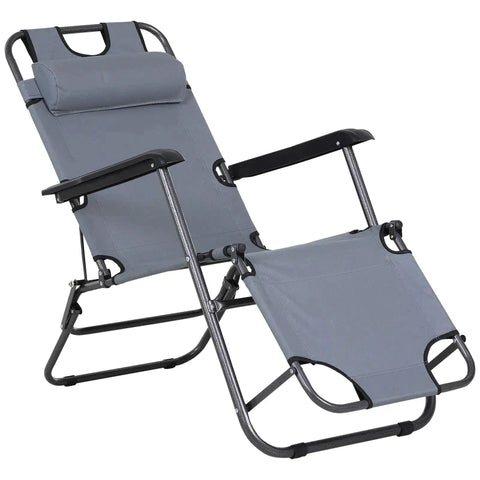 Rootz Sonnenliege – Gartenliege – Entspannungsliege – faltbare Strandliege – Metall + Oxford-Stoff – Grau