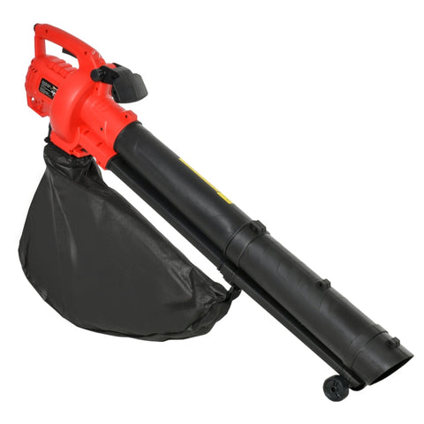 Elektrischer Laubsauger von Rootz – 3-in-1-Elektro-Laubsauger – Elektrischer Laubbläser – Garten-Laubbläser – Fangsack – Rot/Schwarz – 118 x 17 x 29 cm