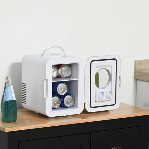Rootz Mini Fridge - 4L Car Fridge - Cool Box - Car and Camping - White - 25.8 x 20.5 x 26.3 cm