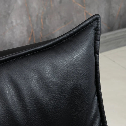 Rootz Recliner Chair With Stool - Swivel - Tilting Backrest - Steel Frame - Faux Leather - Black - 75cm x 84cm x 101cm