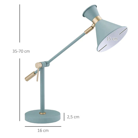 Rootz Table Lamp - Retro Table Lamp - Adjustable Angle - Heat Dissipating - Green/Gold - 22cm x 16cm x 70cm