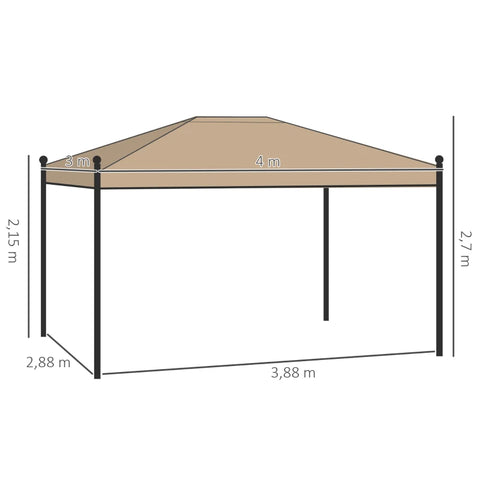Rootz Gazebo - Gazebo With Side Walls And Mosquito Net - Metal - Polyester - Beige - 4 x 3 m