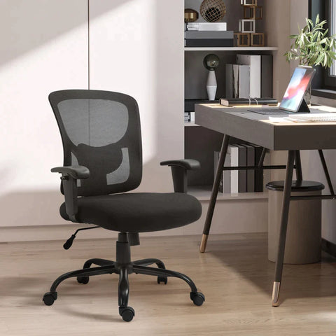 Rootz Office Chair - Mesh Office Chair - Desk Chair - Work Chair - 360° Rotatable - With Armrest - Height Adjustable - Black - 71 x 63.5 x 100-110 cm