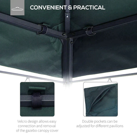 Rootz Replacement Roof - Gazebo Roof - Metal Gazebo - Garden Gazebo - Party Tent - Garden Tent - Charcoal Grey - 3x3 m