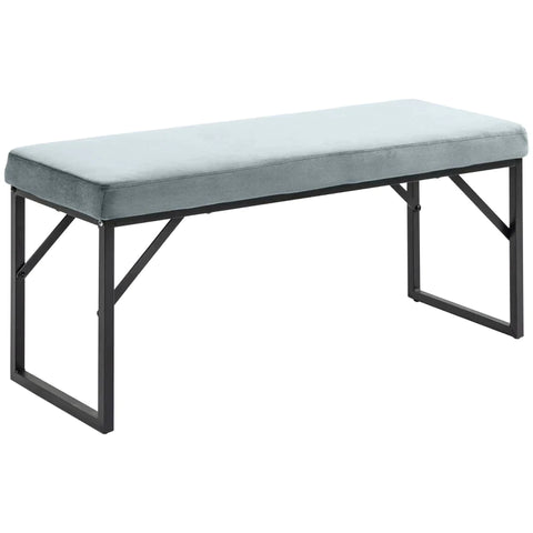 Rootz Seating Bench - Upholstered Cushion - Shoe Bench- Hallway Bench- Including Upholstery - Velvet Polyester - Light Blue + Black - 100L x 35B x 47H cm