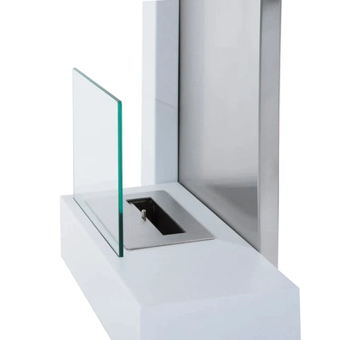 Rootz Ethanol Haard - Bio-ethanol Brander - Wandmontage Haard - Bauhaus Design Haard - Moderne Ethanol Haard - Roestvrij Staal - Wit - 75 x 22 x 63 cm