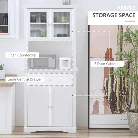 Rootz Kitchen Cabinet - Tall Cabinet - Adjustable Shelves - Cabinet - Chest Of Drawers - White - 79 x 40 x 180 cm