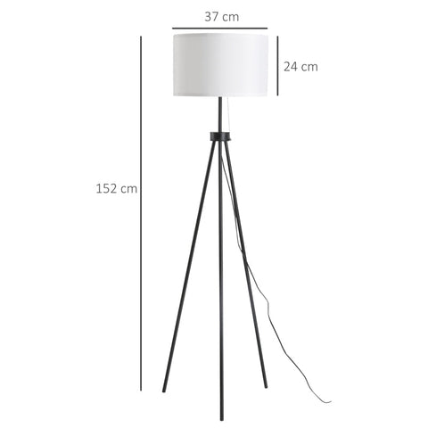 Rootz Floor Lamp - Lamp - Lampshade - Adjustable Floor Lamp - Steel + Polyester - Black/white - 37x37x152cm