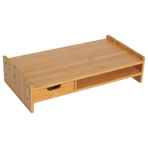 Rootz Monitor Stand - Screen Stand - Desk Organizer - Drawers - Office - Living Room - Natural - L49 x W25.5 x H11.5 cm