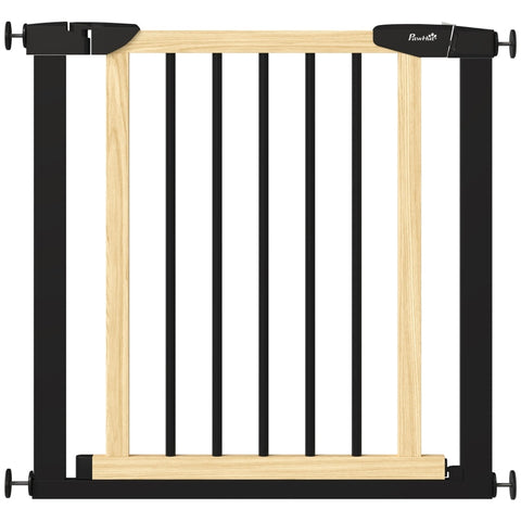 Rootz Dog Gate - Safety Gate For Dogs - Safety Gate - Automatic Closing - Without Drilling - Steel + Pine - Black - 82 x 2 x 74 cm