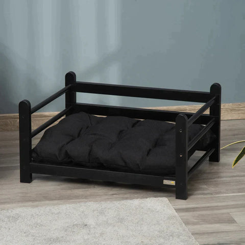 Rootz Pet Bed - Dog Sofa - Raised Pet Sofa - Cat Sofa - Dog Bed - Dog Sleeping Place - Zwart - 65B x 51D x 32H cm