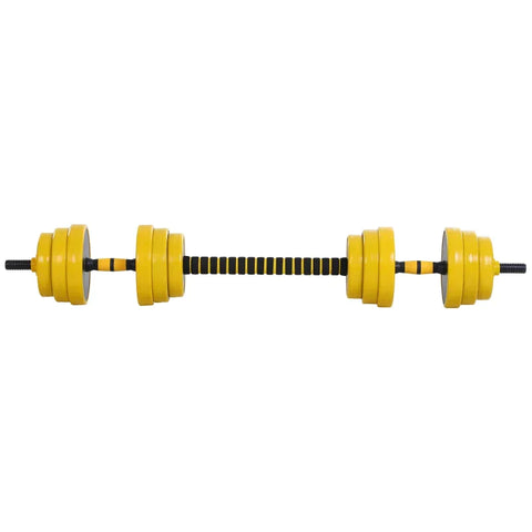 Rootz Barbell & Dumbbell Set - 3-in-1 Dumbbell Set - Plate Bar - Clamp Rod - Home - Gym - Yellow/Black