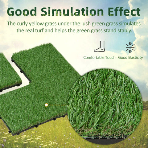 Rootz Artificial Grass Tiles - Grass Carpet - Grass Mat - Garden - Balcony - Outdoor - Indoor - Green - 30x30cm