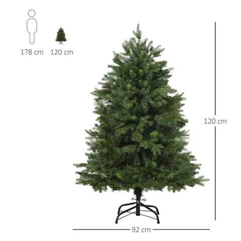 Rootz Artificial Christmas Tree - 1.2 M Christmas Tree - 839 Branches - Durable Base - Metal Base - PVC PE - Green - Ø92 x 120H cm
