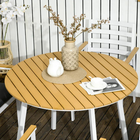 Rootz Garden Furniture Sets - 4 Person Seating Set - 1 Table - 4 Chairs - Weather Resistant - Brown + White + Gray - 105cm x 105cm x 74cm