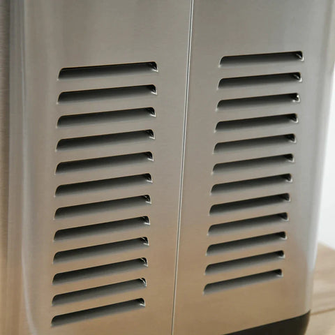 Rootz Eismaschine – Eismaschine mit Kompressor – Edelstahl – Frozen-Joghurt-Maschine – mit LED-Anzeige – Schwarz + Silber – 38,4 x 24 x 32 cm