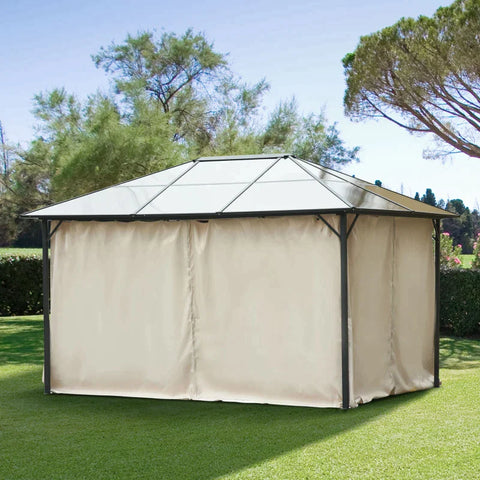 Rootz Side Panels - 4 Side Panels For Gazebo With Hooks - Party Tent - Double-sided Zipper - Polyester - Beige - 352 x 205 cm