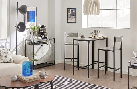 Rootz Bar Set - 1 Bar Table and 2 Stools - 3 Pieces Home Kitchen Breakfast Bar Set - Furniture Dining Set