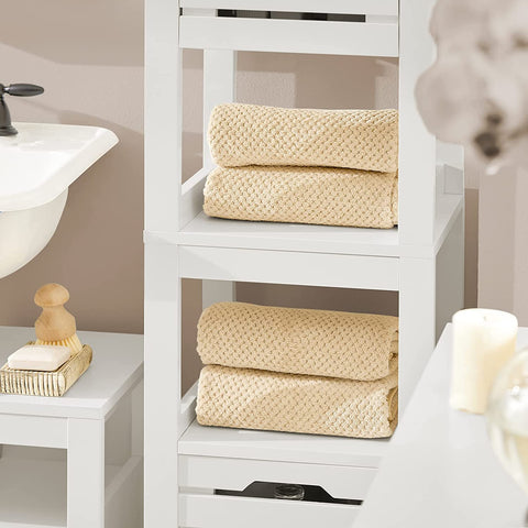 Rootz Badkamer Hoge Kast - Kast - Badkameropberger - Kast met 2 lattendeuren en 2 planken