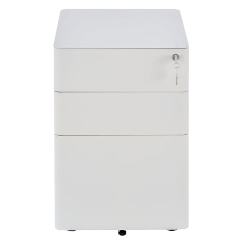 Rootz File Cabinet - Drawer Unit - Steel - Office Cabinet - Including Locker - White