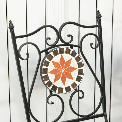 Rootz Garden set group - 3-piece mosaic table - 2 folding chairs - metal - multicolored