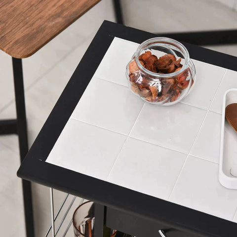 Rootz Kitchen Trolley - Serving Trolley - Trolley - Indoor - Outdoor - Black -  W57 x D37 x H83 cm