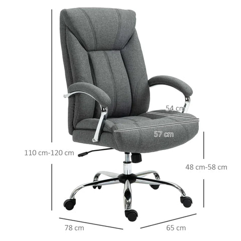 Rootz Office Chair - Office Chair With Rocker Function - Ergonomic Chair - Desk Chair - Swivel Chair With Backrest - Height-adjustable - Grey - 65 x 78 x 110-120 cm