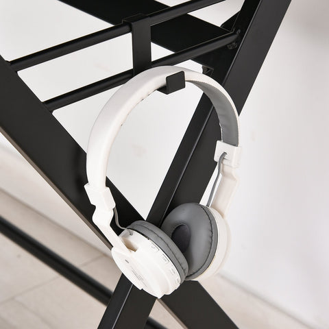 Rootz Gaming-Schreibtisch – Computertisch – Kopfhörerhaken – verstellbare Beine – Schwarz – Höhe – MDF – Stahl